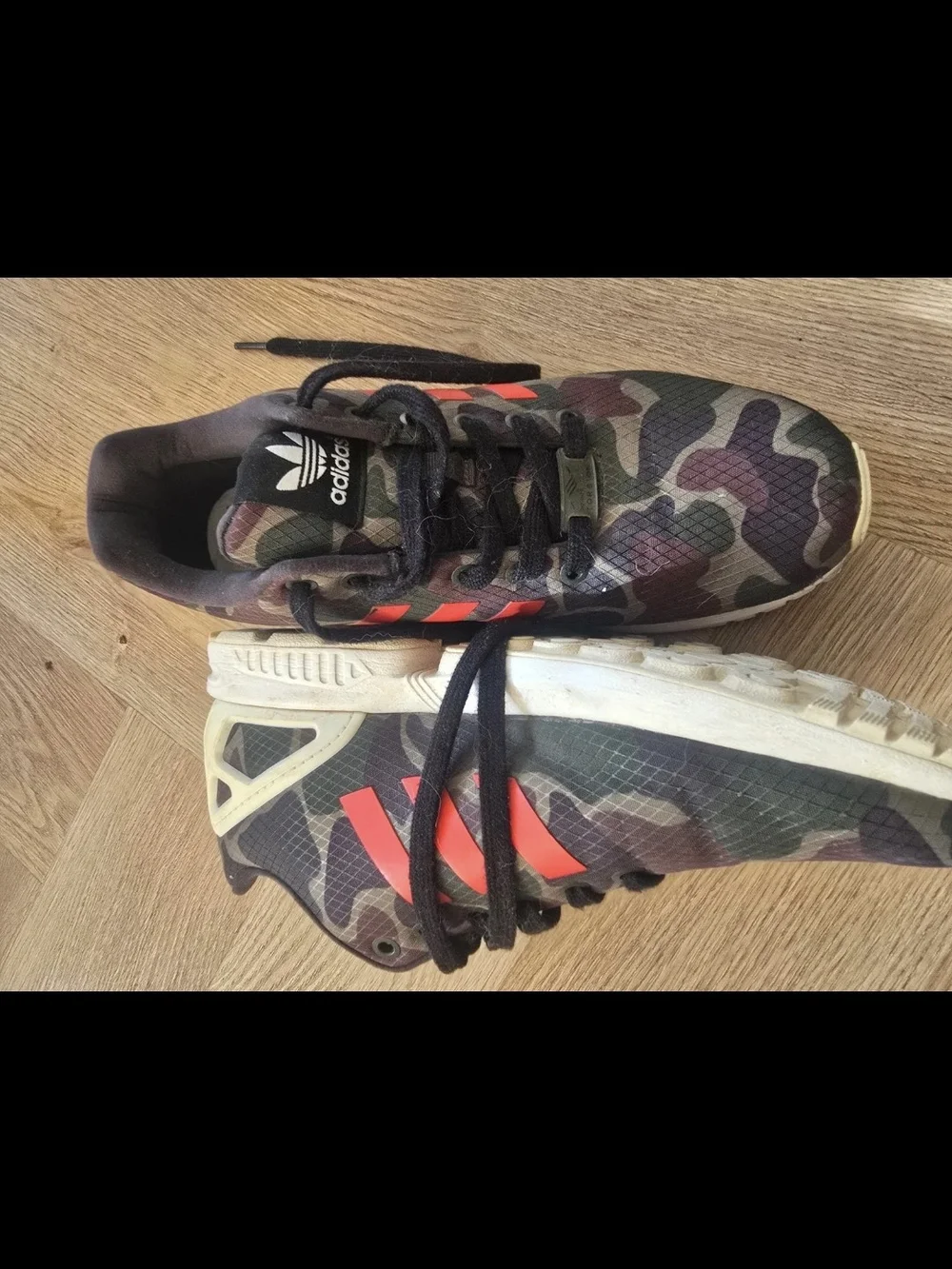 adidas Kids Camo Sneakers with Bright Red Stripes